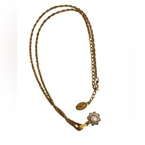 Mario Valentino Gold-Tone Rope Chain Necklace with Flower Charm